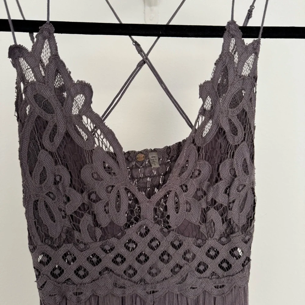 Free People soft Lace Crinkle Dusty Purple Dress Medium - Picture 3 of 7
